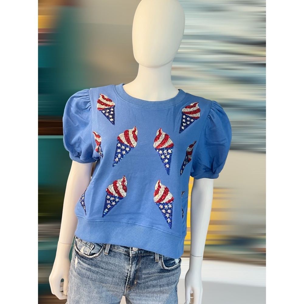 Patriotic sequin Ice cream top S M L - Picture 5 of 5